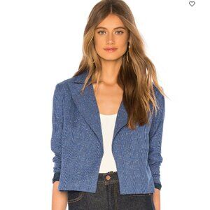LoversFriends Jacket Women XS Blue Plaid Cropped Alaina Blazer Revolve Career